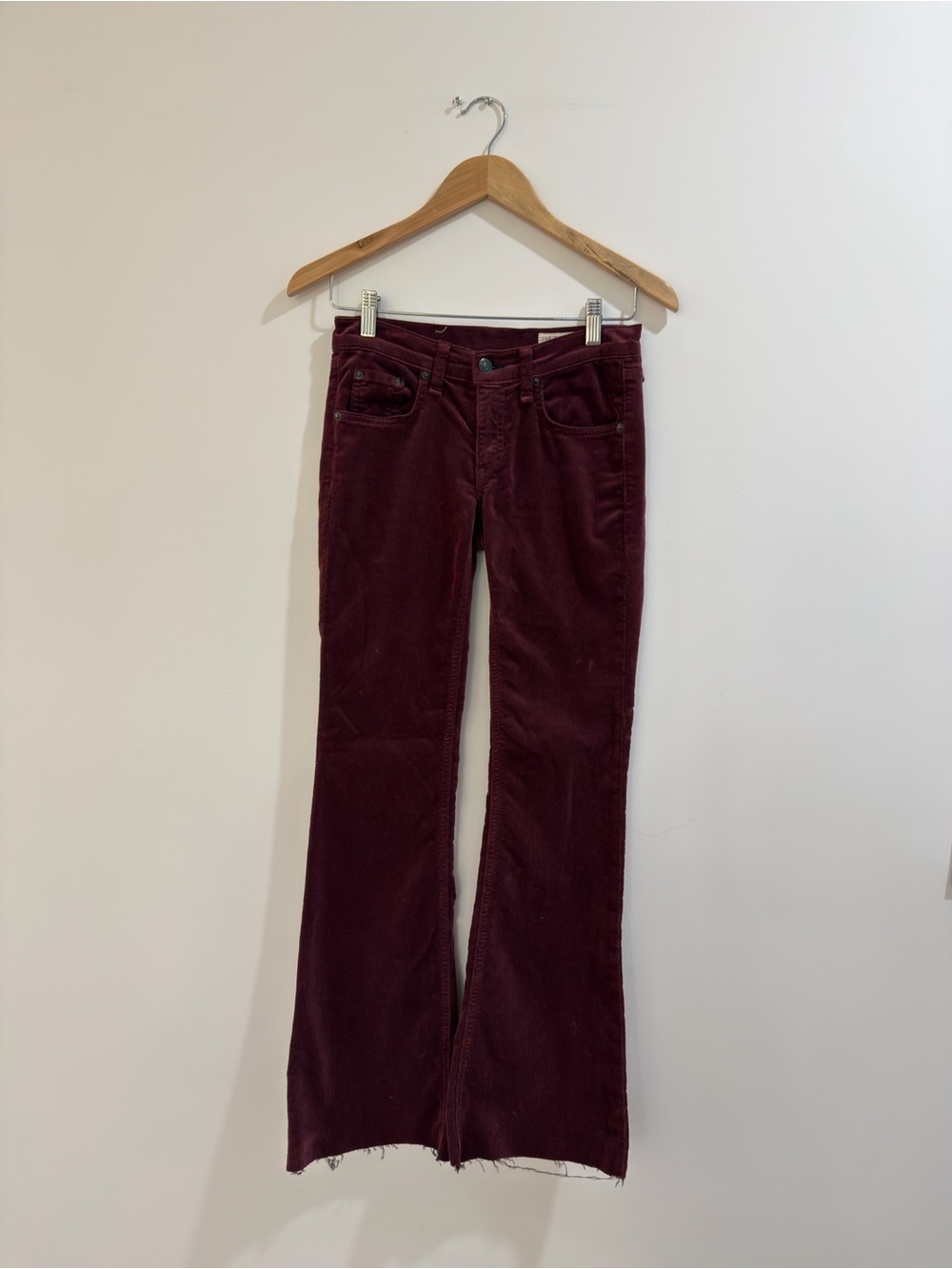 rag & bone Deep Burgundy Corduroy Flare Jeans
